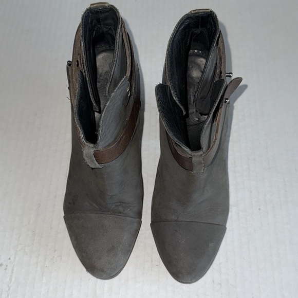 Rag & Bone Harrow Gray With Brown Strap Leather Bootie - Picture 8 of 9